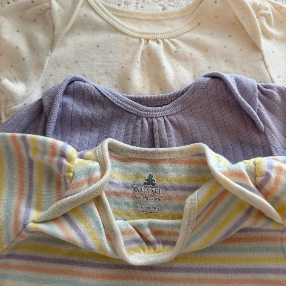 Mix & Match Baby Bodysuits and Pants Bundle Polka Dot Stripe Lilac Purple 6-12 M
